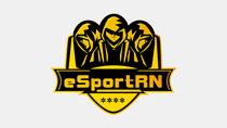 Gelb-schwarzes eSportRN-Logo mit stilisierten Figuren im oberen Bereich und Schriftzug „eSportRN“ auf einem schildförmigen Emblem.