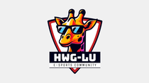 Logo der HWG-LU E-Sports Community mit einer stilisierten Giraffe mit Sonnenbrille in einem roten Wappenschild und dem Schriftzug „HWG-LU“.